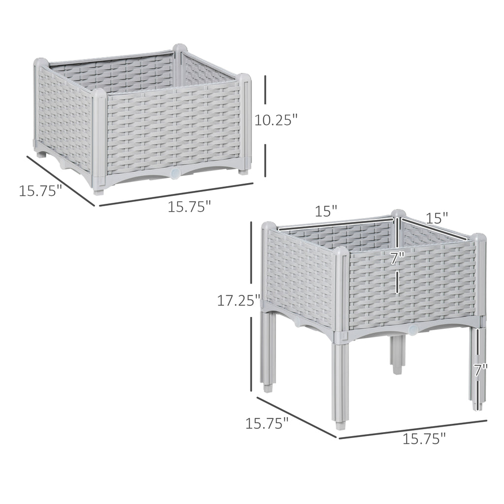 2-Piece Raised Garden Bed With Legs, Self-Watering Planter Box Raised Bed To Grow Flowers