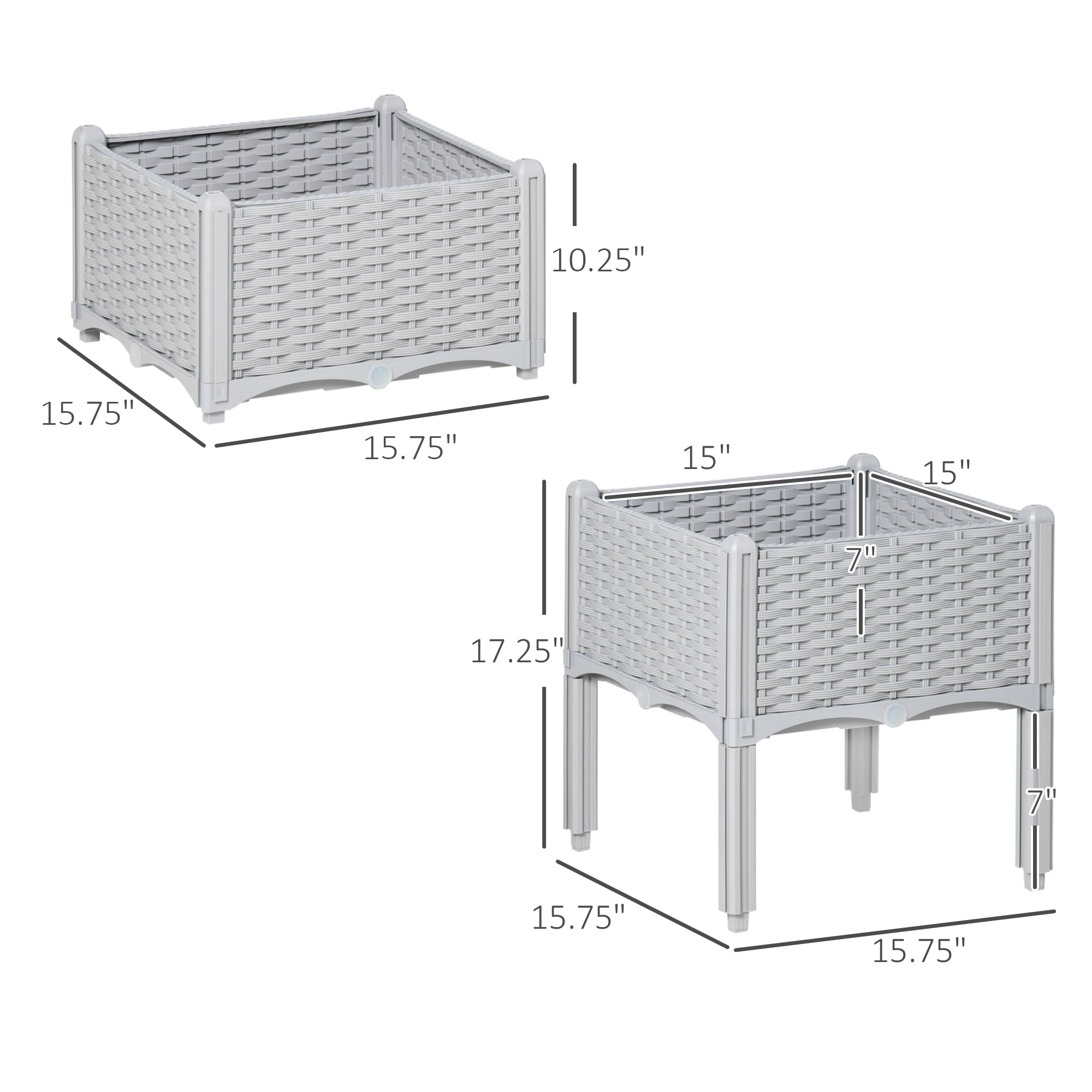 2-Piece Raised Garden Bed With Legs, Self-Watering Planter Box Raised Bed To Grow Flowers
