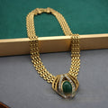Handmade Necklace With Red And Green Agate Inlay