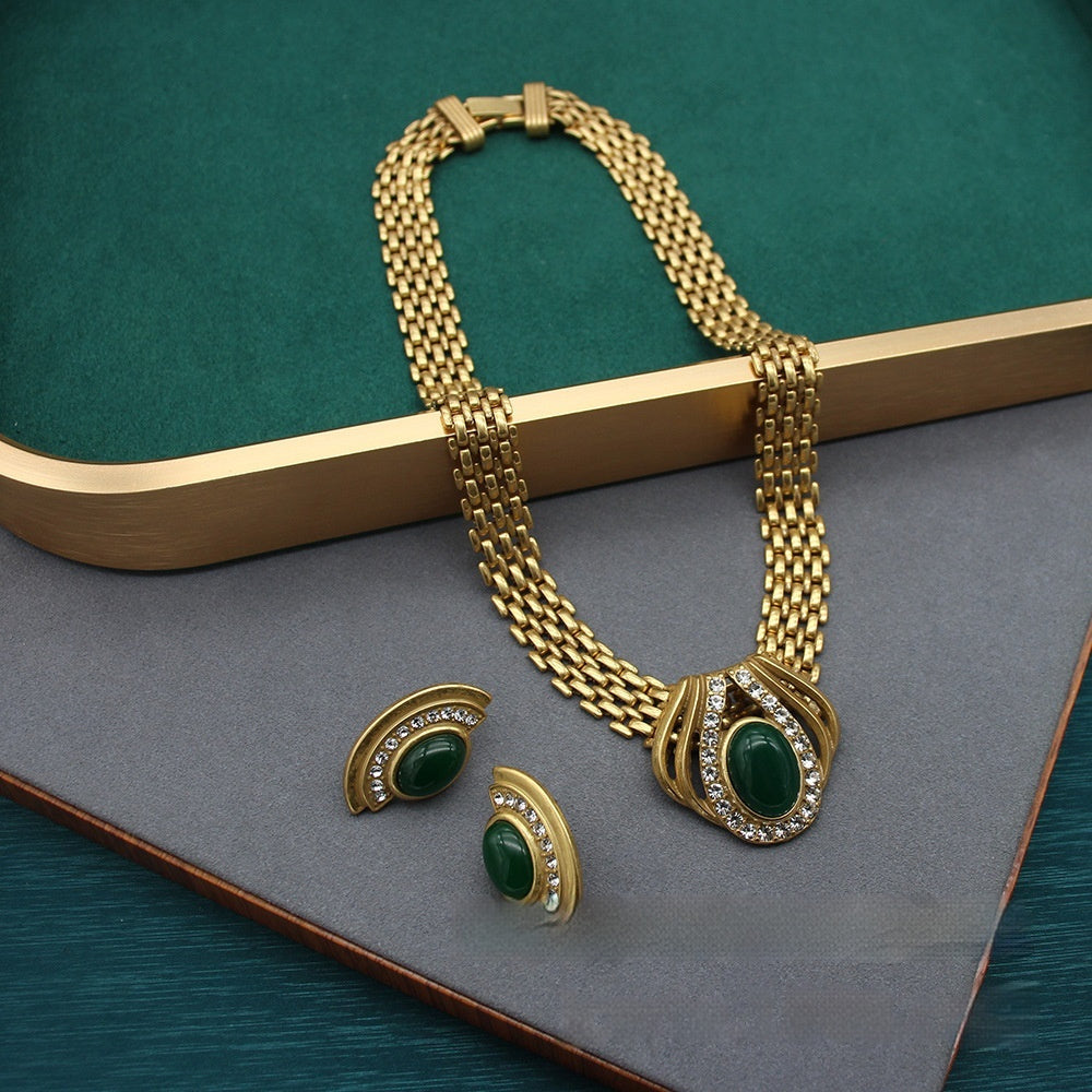 Handmade Necklace With Red And Green Agate Inlay