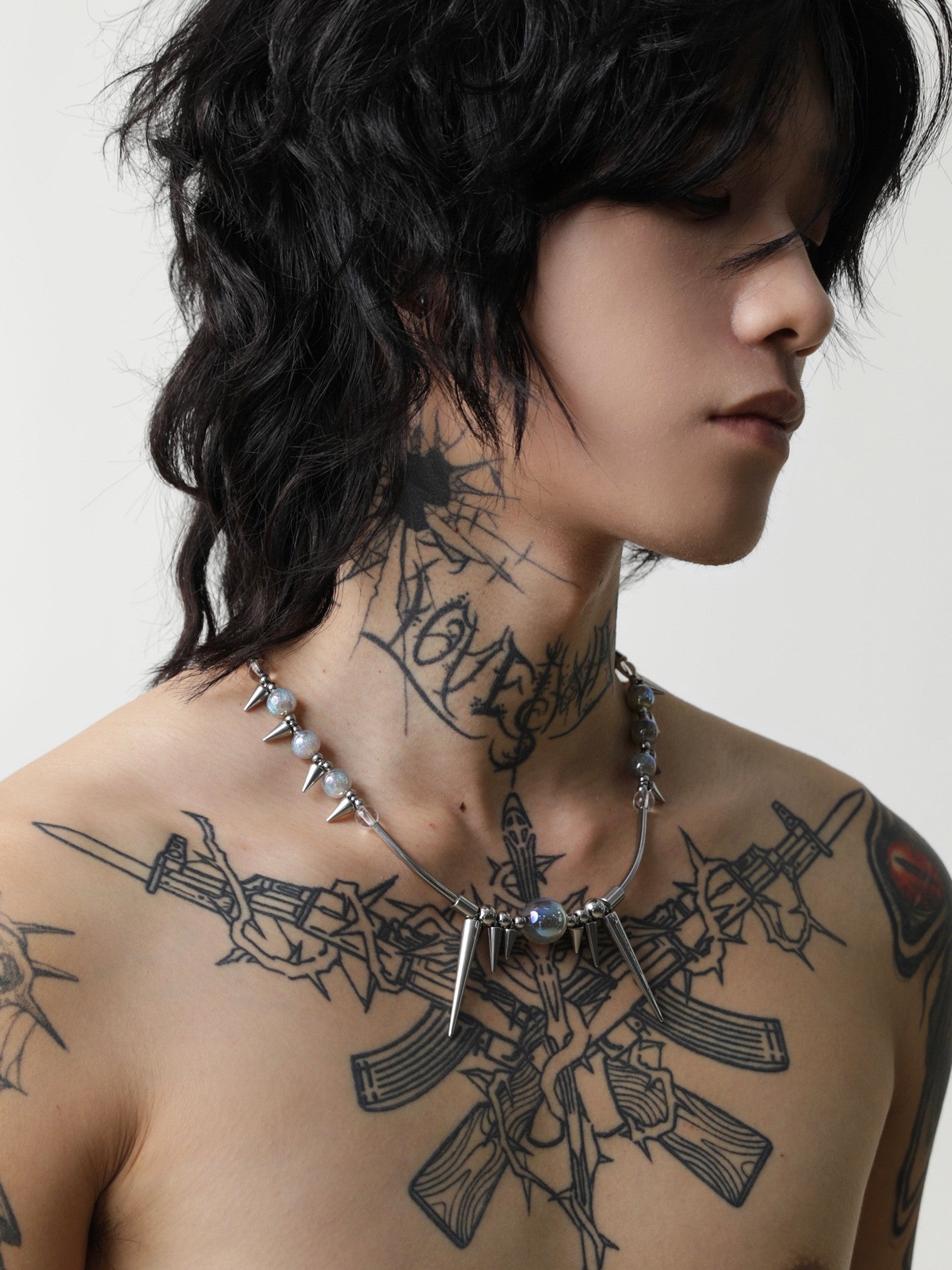 Handmade Heavy-Duty Beaded Necklace With Rivets