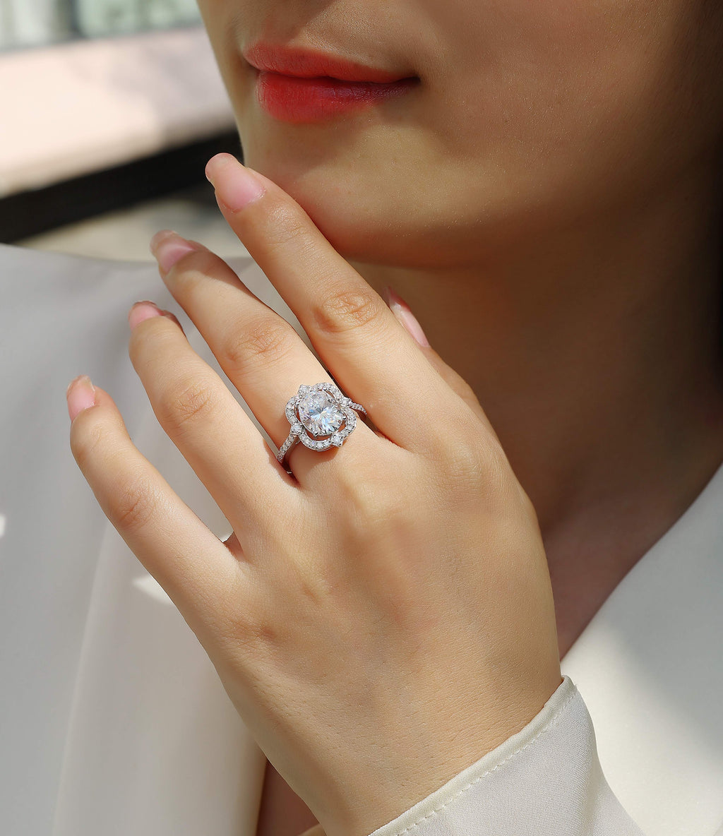 1Camellia - A Fashionable Jewelry Ring Set With Moissanite S925 Sterling Silver And Gold-plated Diamond Prohibit TikTok sales