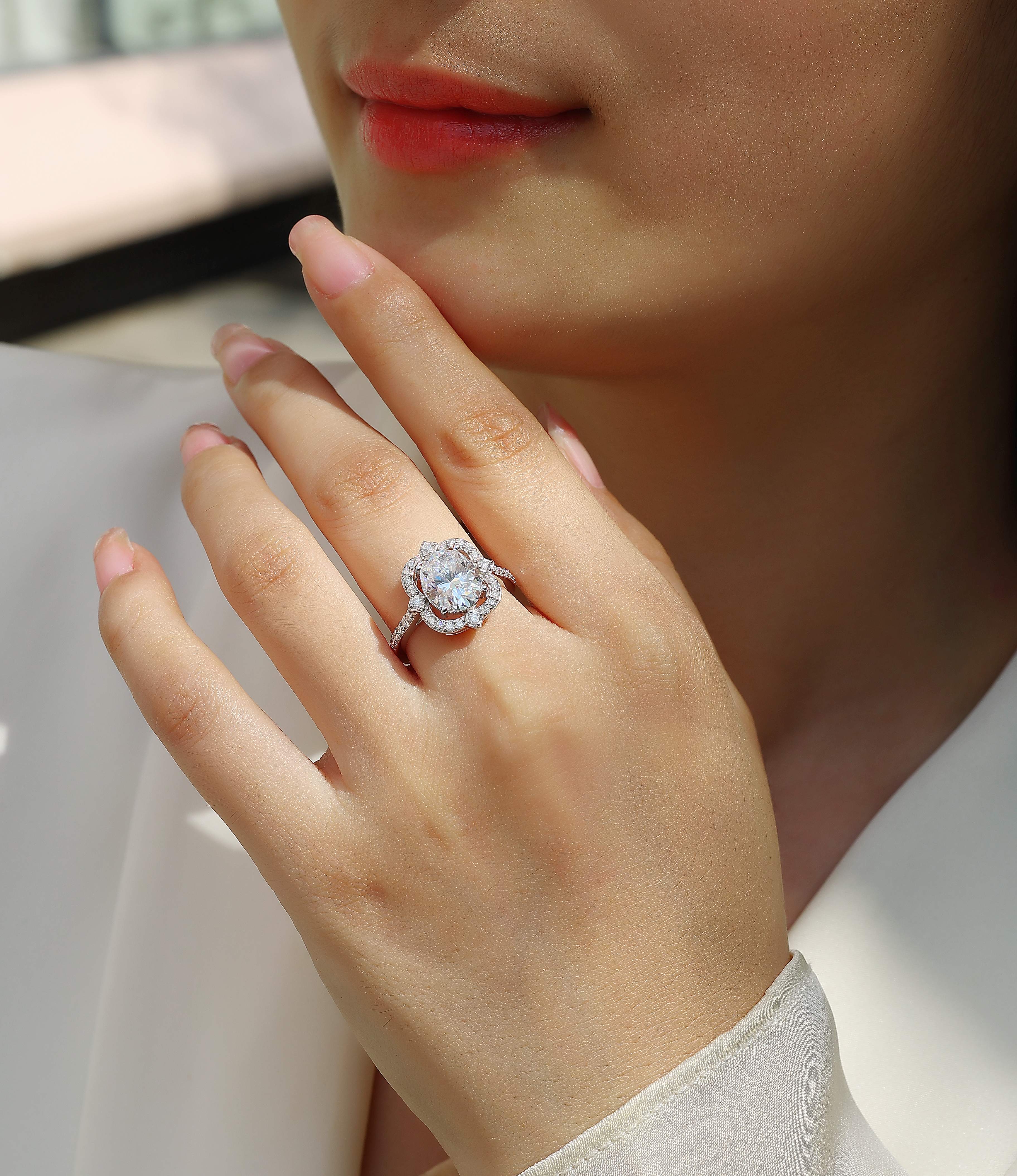 1Camellia - A Fashionable Jewelry Ring Set With Moissanite S925 Sterling Silver And Gold-plated Diamond Prohibit TikTok sales