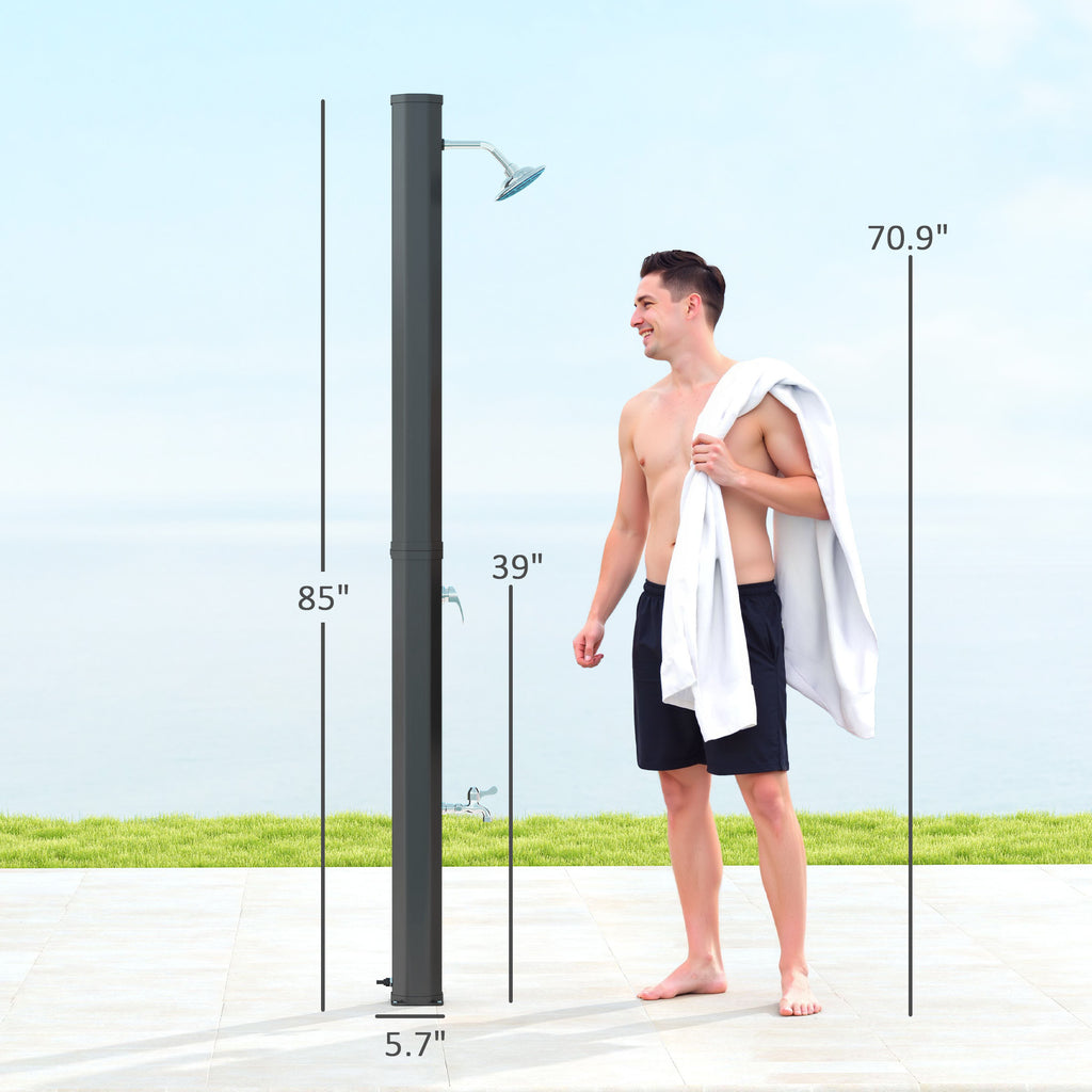 7.1FT Slolar Heated Outdoor Shower, 9.2 Gallon Outdoor Solar Shower For Backyard, Poolside, Beach, Spa
