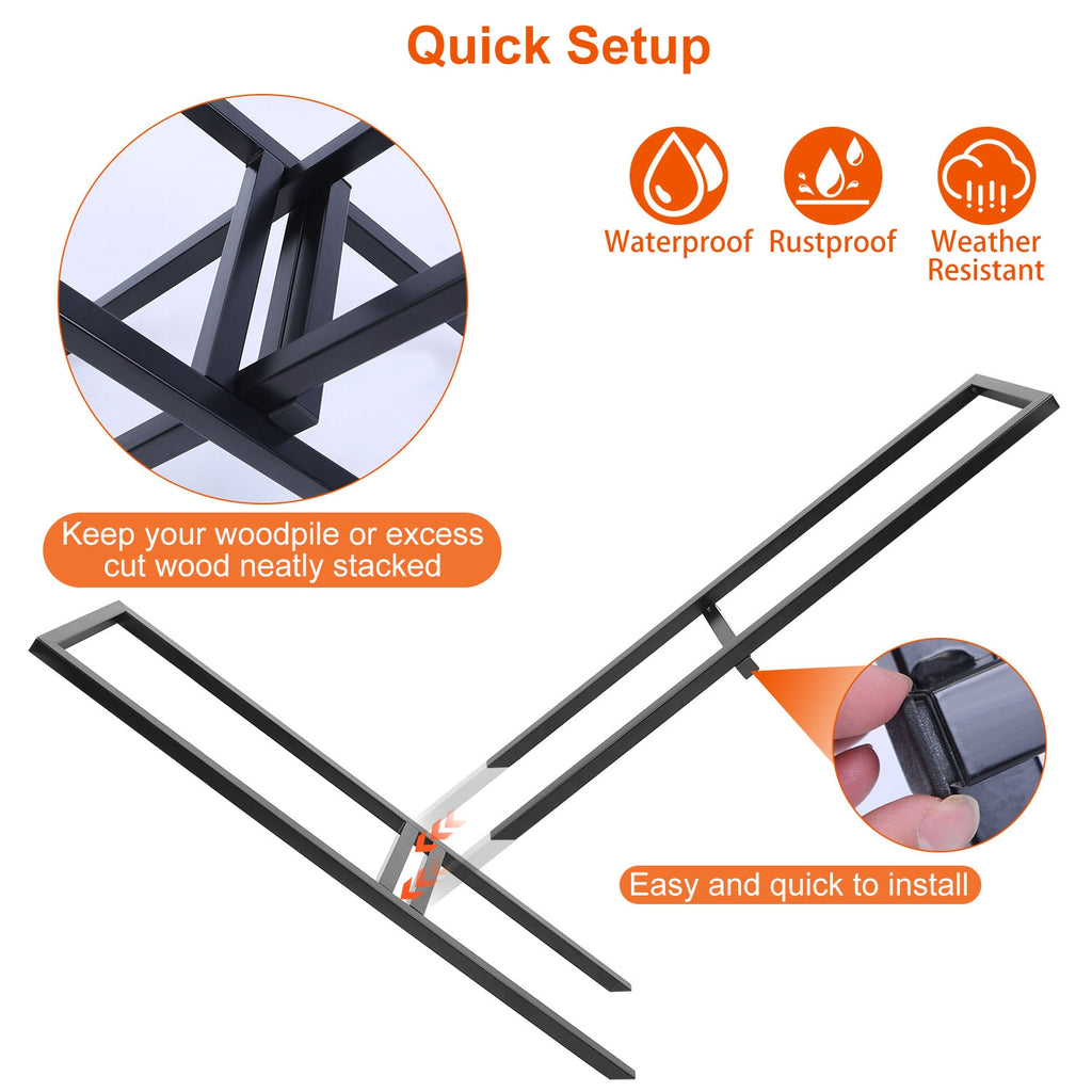 1Pc Firewood Log Rack 220LBS Steel Wood Lumber Storage Stacking Rack X Shape Storage Holder For Fireplace Firepit
