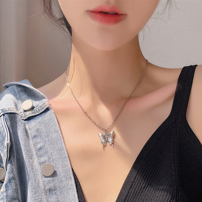 JIULIN Homemade Earth Cool Retro Girl Butterfly Necklace