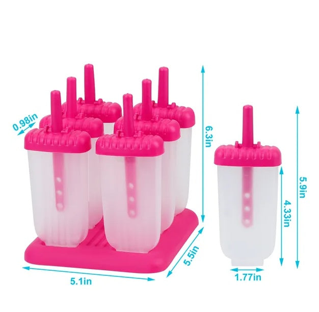 6Pcs Popsicle Molds Reusable Ice Cream DIY Ice Maker Ice