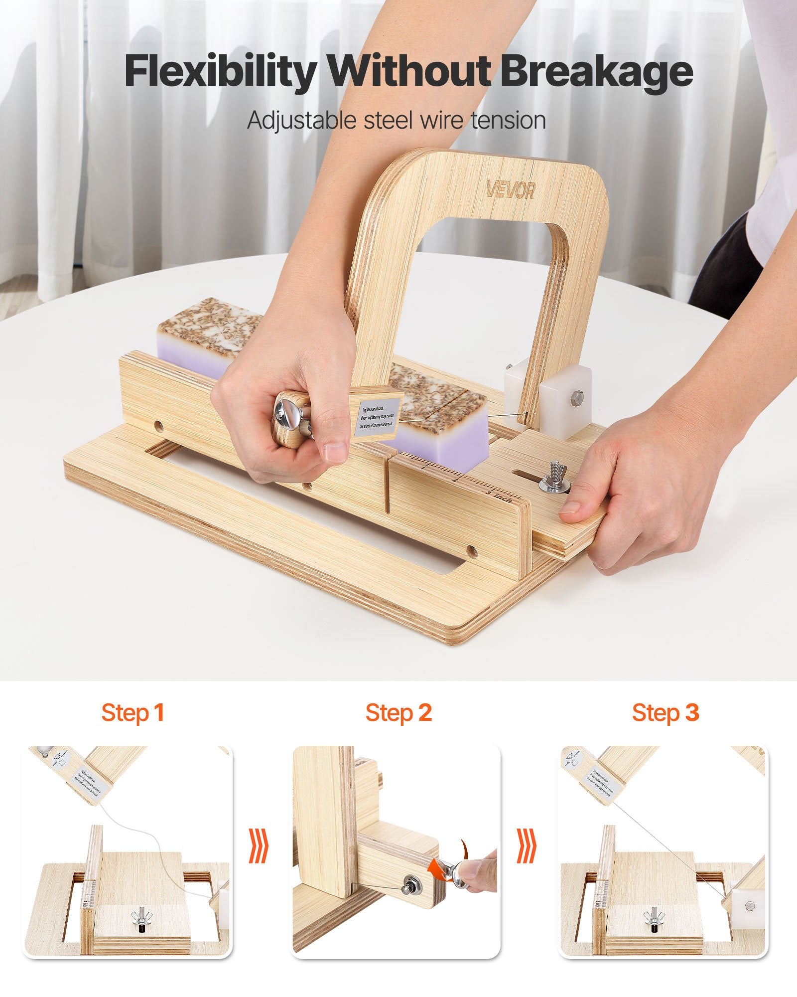 Soap Cutter, 0-2 Inch Adjustable Thickness, Wood Soap Slicer With Stainless Steel Adjustable Wire Tension, With Extra Wires, Multi Handmade Cutter For Candles, DIY Making Cutting Tool