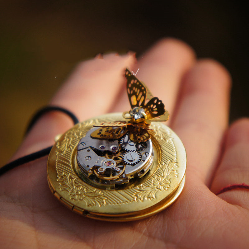 Handmade Mechanical Watch Necklace Retro Gift