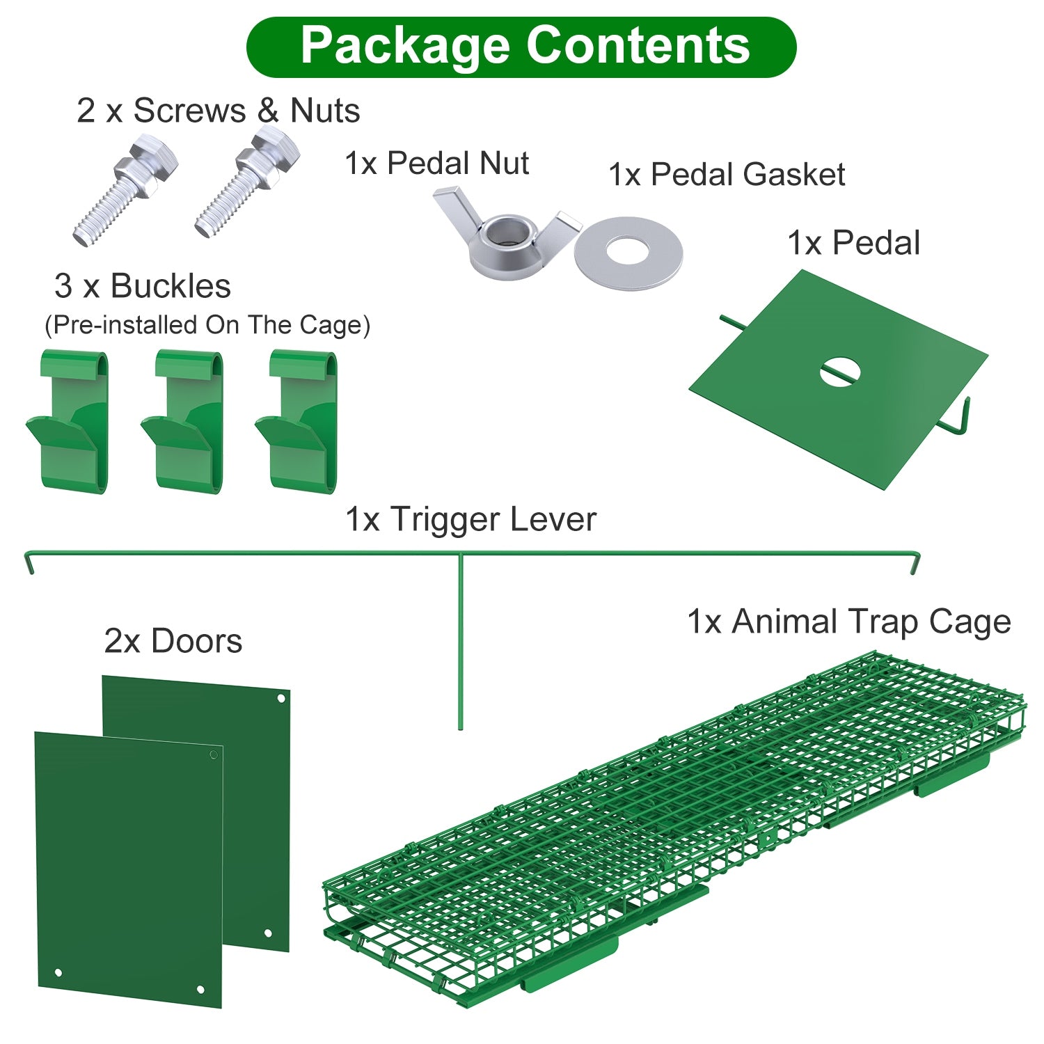 32in 2 Door Live Animal Cage Trap With Glove Green For Animals Under 12LBS Easy To Setup Humane Galvanized Iron Trap Cage For Rabbits Groundhogs Skunk Opossums Nutria Stray Cats