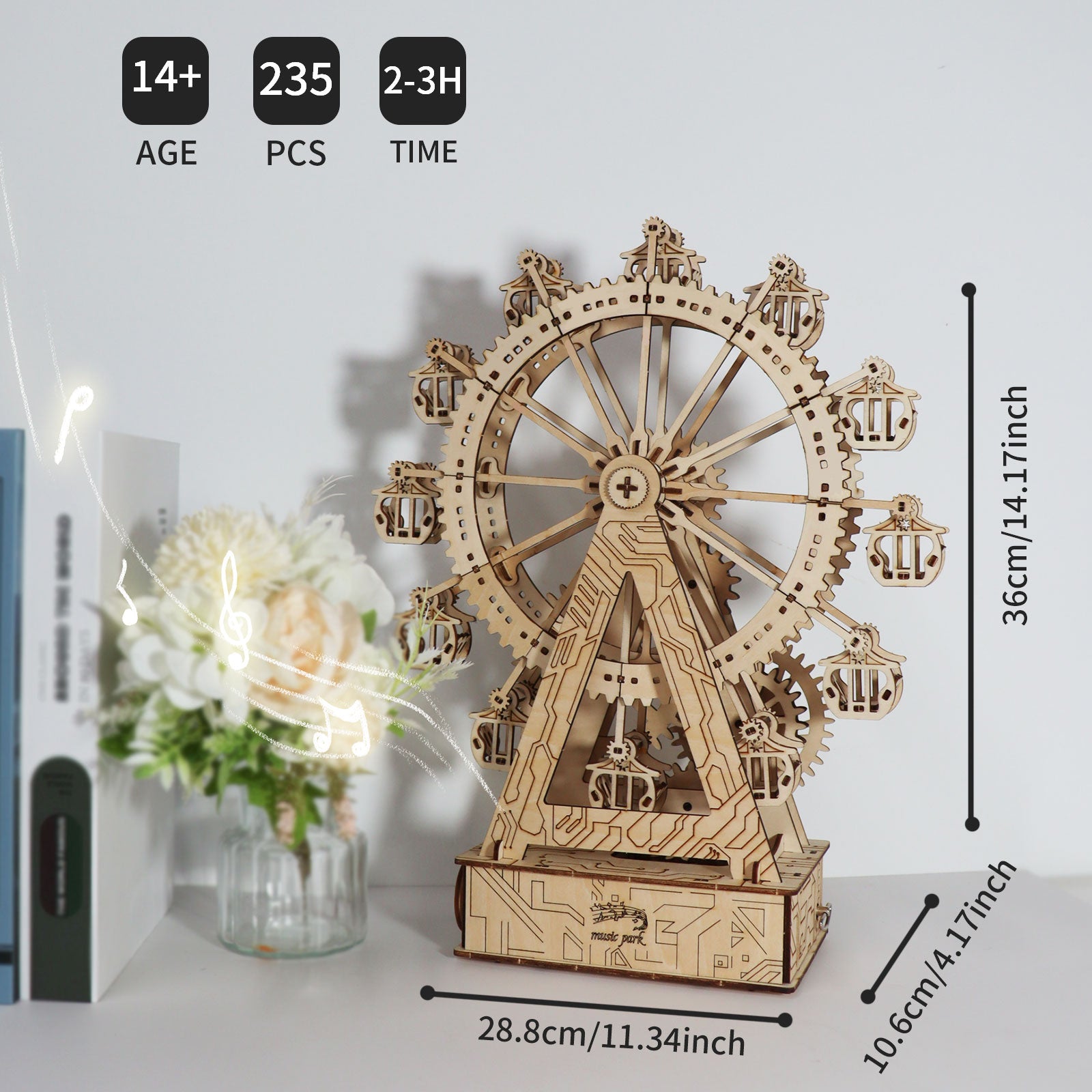 Sales Are Prohibited On The TEMU And SHEIN -MUSIC PARK 3d Wooden Puzzle Gear Ferris Wheel Music Box You Are My Sunshine Handmade Assembly Model Kit Holidays Brthdays Christmas Gifts