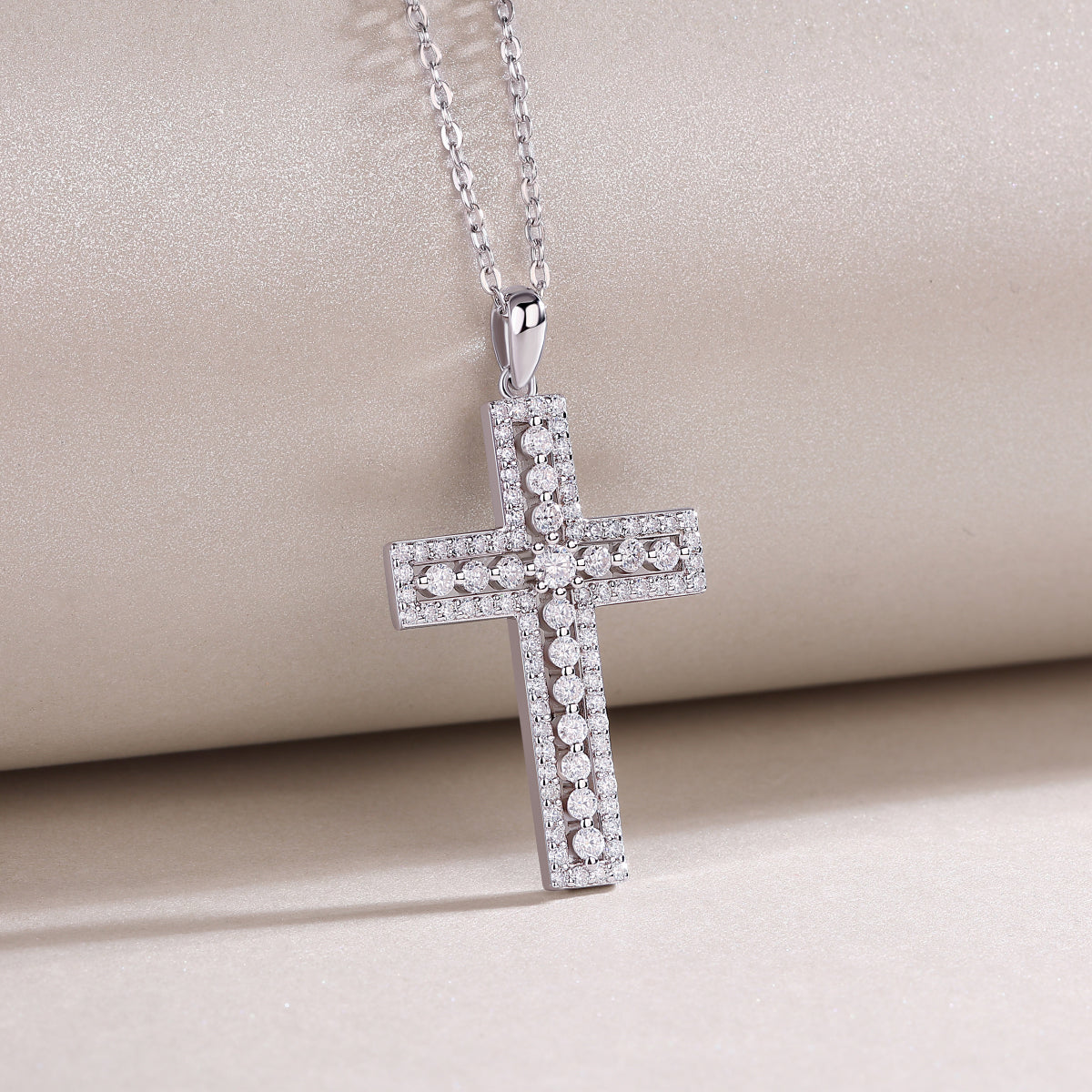 1Shelter - Fashionable Jewelry Pendant Set With Moissanite S925 Sterling Silver And Platinum-plated Cross Diamond, Moissanite Silver Jewelry Prohibit TikTok sales