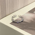 Women Geometric Purple Zircon Ring Sweet Cool Niche Design Index Finger Ring
