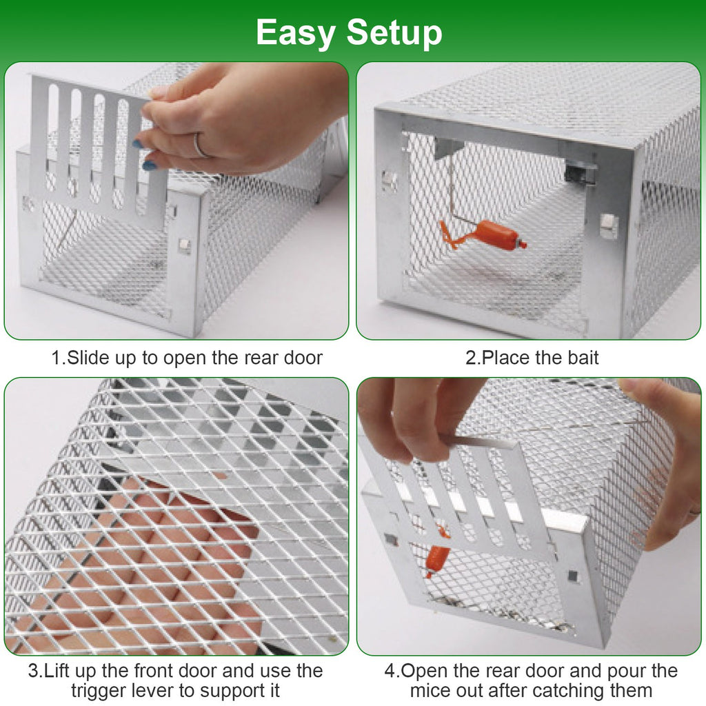 1Pc Automatic Continuous Rat Trap Single Door Mouse Cage Humane Live Animal Trap Cage Indoor Outdoor For Small Rodents Mice Voles